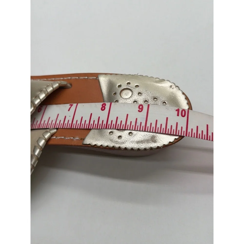 Jack Rogers Hamptons Mid Wedge Gold Leather Thong Sandals Womens 8.5 Metallic